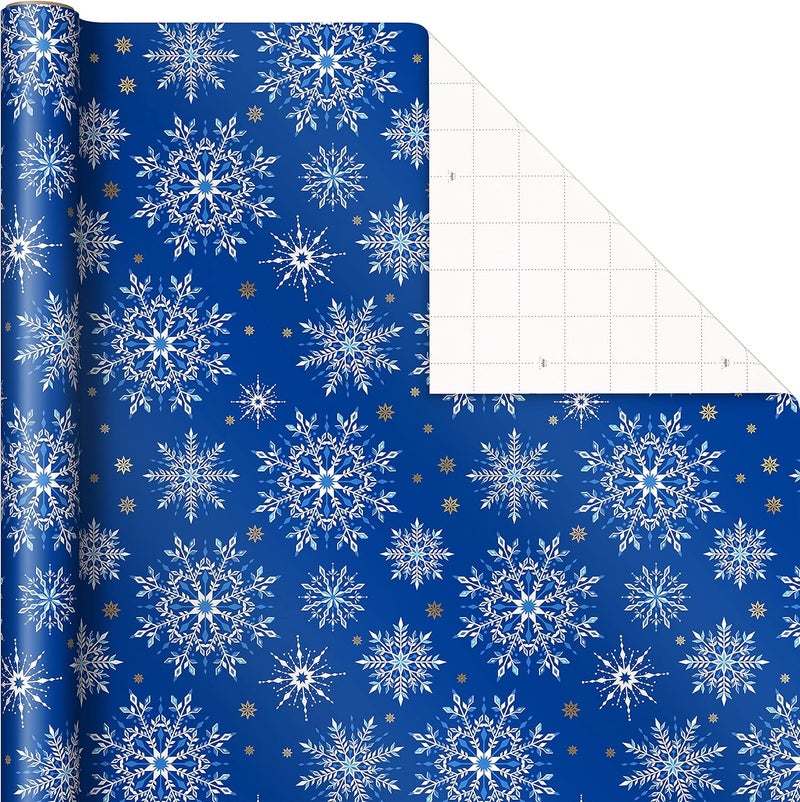 Hallmark Christmas Wrapping Paper Rolls - Navy Blue and Gold Stars, Snowflakes, Winter Galaxy Gift Wrap Paper (3 Rolls: 120 sq. ft. ttl.) for Holiday Parties, Hanukkah, Winter Weddings - Image 4