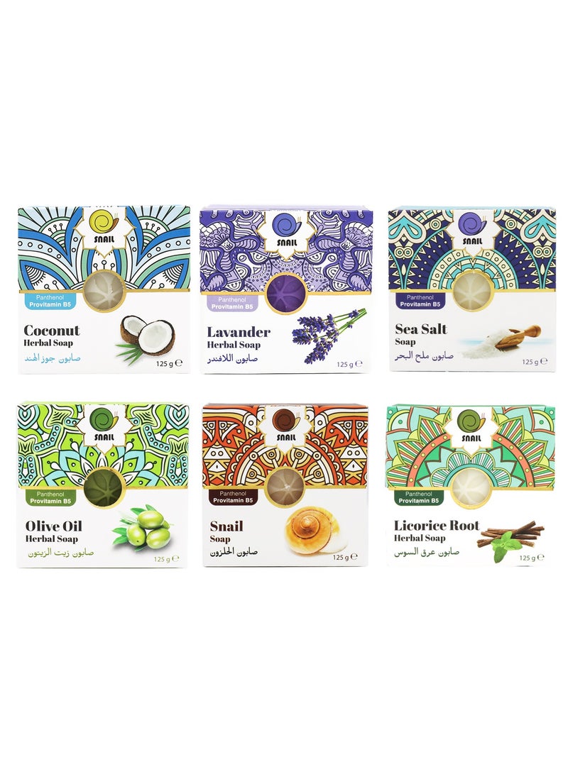 سنايل 6-قطعة صابون عشبي بانثينول بروفيتامين ب5 مرطب ومنقي للبشرة 125*6 جرام