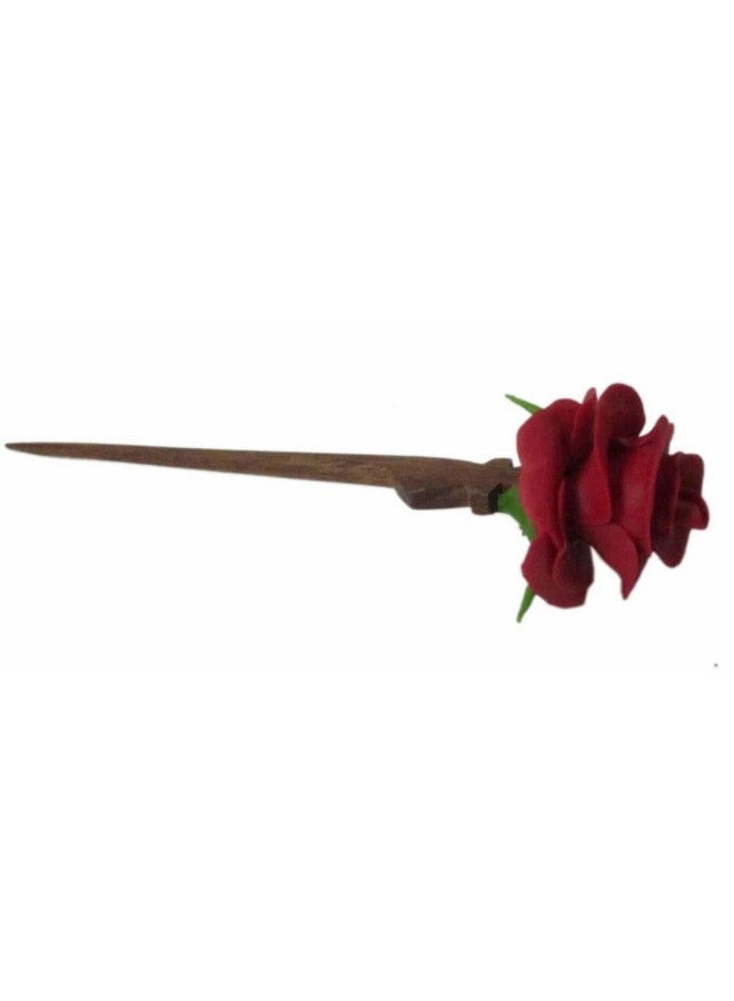 Unique Indian Crafts Hand made wooden Juda pin with procelain clay work - Image 1