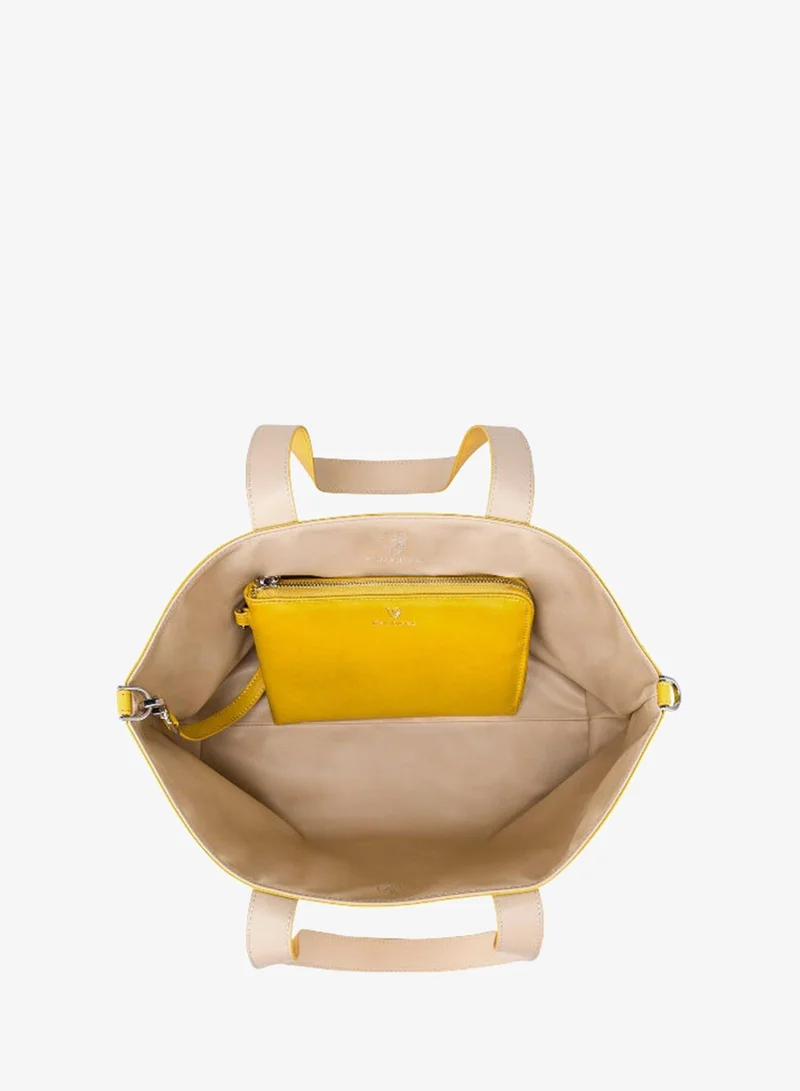 Veganologie  Palindrome Reversible Tote Bag Made From 15 Recycled Plastic Bottles (Yellow-Beige) for Women | Best Price UAE