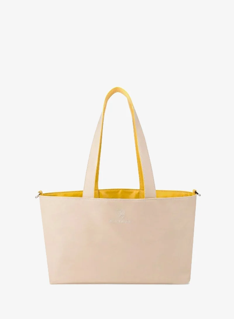 Veganologie  Palindrome Reversible Tote Bag Made From 15 Recycled Plastic Bottles (Yellow-Beige) for Women | Best Price UAE