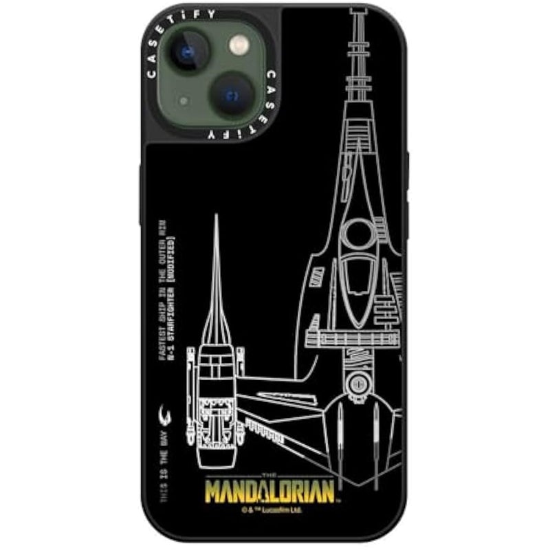 Casetify Mirror iPhone 13 Case 【Mandalorian Co-Lab / 4.9ft Drop Protection/Compatible with Magsafe】 - N-1 Starfighter - Silver on Black - Image 3