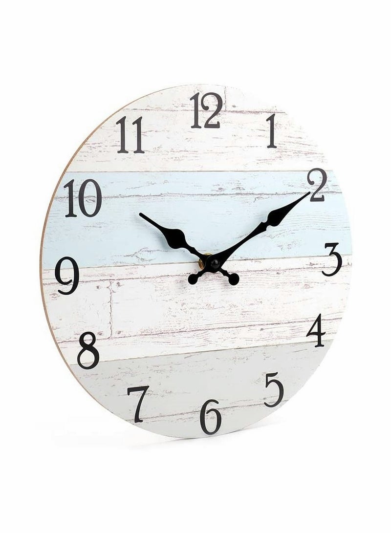 KASTWAVE Silent Wooden Round Wall Clock, Vintage Rustic Country Style Wooden Round Wall Clock(10 In) - Image 4