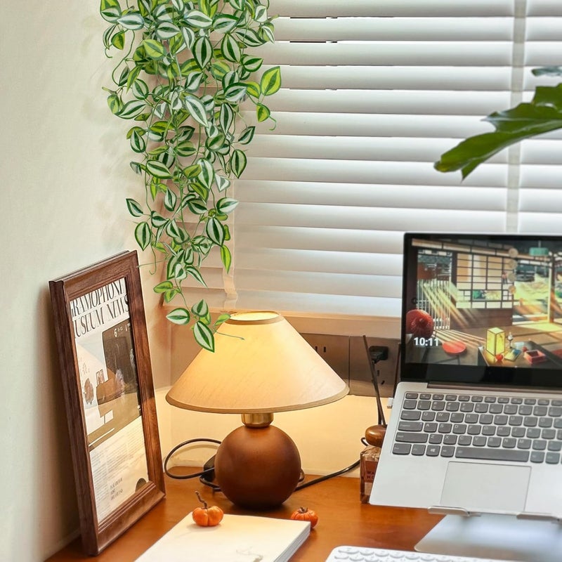 LUZOGA Artificial Plants Indoor Small Potted Hanging Vine plnat 39-in Long Fake Green Eyebrow Leaf Plant Faux Trailing Plant for Home Office Livingroom Desk Shelf Mantle Decoration (Black Pot) - Image 5