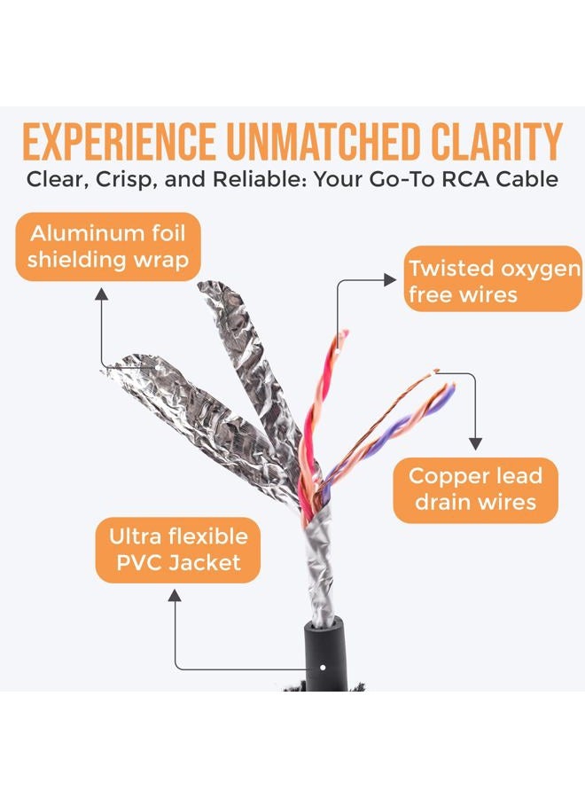 Elite Audio EA-PRO12 Professional Grade 12ft. 2-Ch Oxygen Free Copper RCA Cable - Brass Connectors, Triple Shielded Armor - Image 4