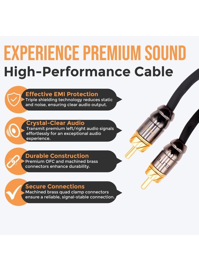Elite Audio EA-PRO12 Professional Grade 12ft. 2-Ch Oxygen Free Copper RCA Cable - Brass Connectors, Triple Shielded Armor - Image 2