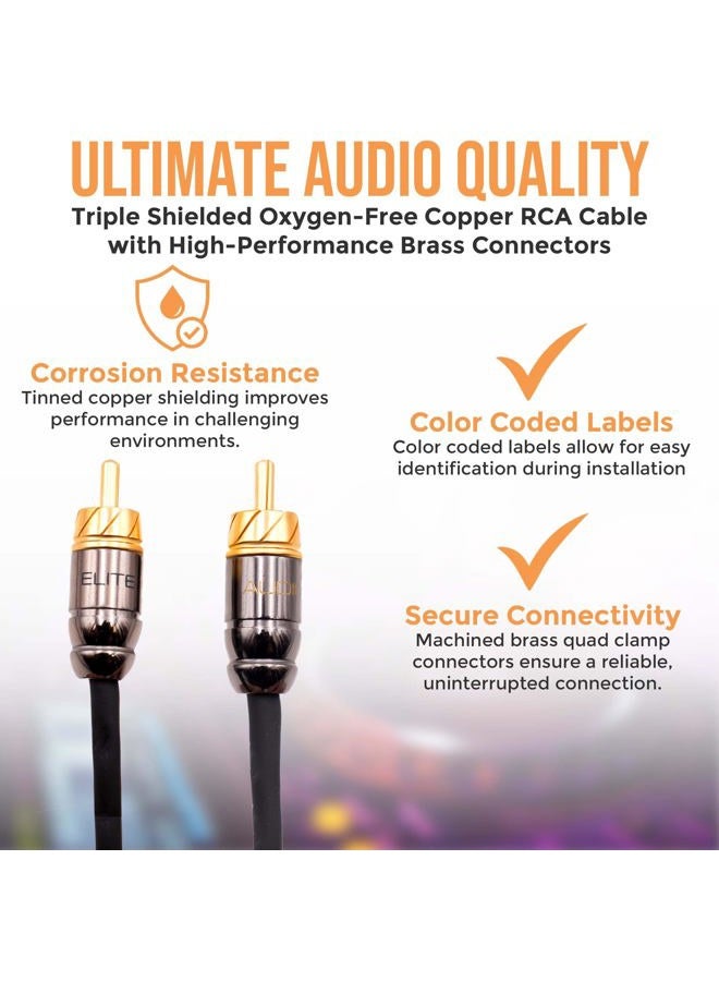 Elite Audio EA-PRO12 Professional Grade 12ft. 2-Ch Oxygen Free Copper RCA Cable - Brass Connectors, Triple Shielded Armor - Image 5