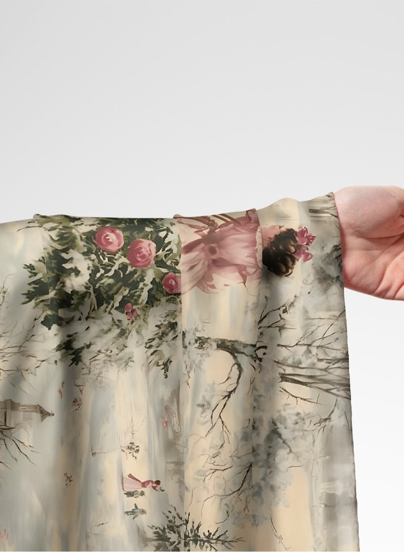 فيلاتو Ø¬Ù„Ø§Ø¨ÙŠØ© Ù…Ø®ÙˆÙŠØ± Ø²Ù‡Ø±ÙŠØ© Ø¨Ø§Ù„Ù„ÙˆÙ† Ø§Ù„ÙˆØ±Ø¯ÙŠ ÙˆØ§Ù„Ø£Ø®Ø¶Ø± Ù…Ù† Ù‚Ù…Ø§Ø´ Ø­Ø±ÙŠØ± Ø§Ù„Ù„ÙŠÙ„ Ø¹Ø±Ø§Ù…Ù†ÙŠ Ø¨Ø§Ù„ÙŠØ§Ø±Ø¯Ø©ØŒ Ø¹Ø±Ø¶ 58 Ø¨ÙˆØµØ© - Image 1