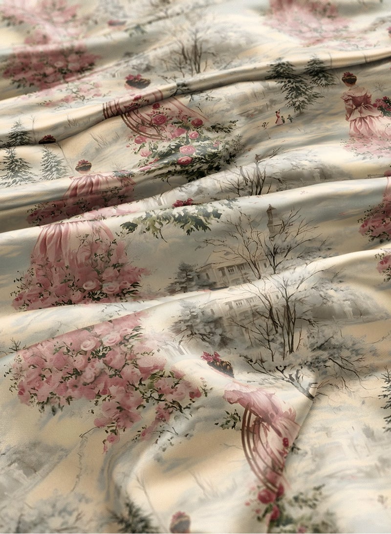 فيلاتو Ø¬Ù„Ø§Ø¨ÙŠØ© Ù…Ø®ÙˆÙŠØ± Ø²Ù‡Ø±ÙŠØ© Ø¨Ø§Ù„Ù„ÙˆÙ† Ø§Ù„ÙˆØ±Ø¯ÙŠ ÙˆØ§Ù„Ø£Ø®Ø¶Ø± Ù…Ù† Ù‚Ù…Ø§Ø´ Ø­Ø±ÙŠØ± Ø§Ù„Ù„ÙŠÙ„ Ø¹Ø±Ø§Ù…Ù†ÙŠ Ø¨Ø§Ù„ÙŠØ§Ø±Ø¯Ø©ØŒ Ø¹Ø±Ø¶ 58 Ø¨ÙˆØµØ© - Image 3