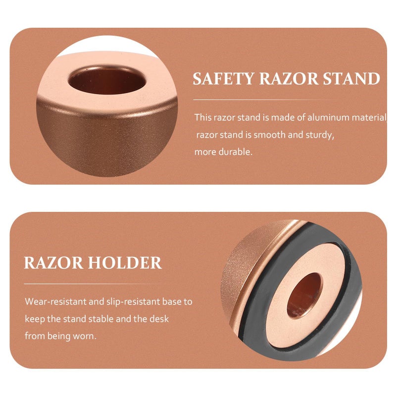 Rose Gold Aluminum Safety Razor Stand Small Metal Razor Holder Bathroom Shaving Storage - Image 4