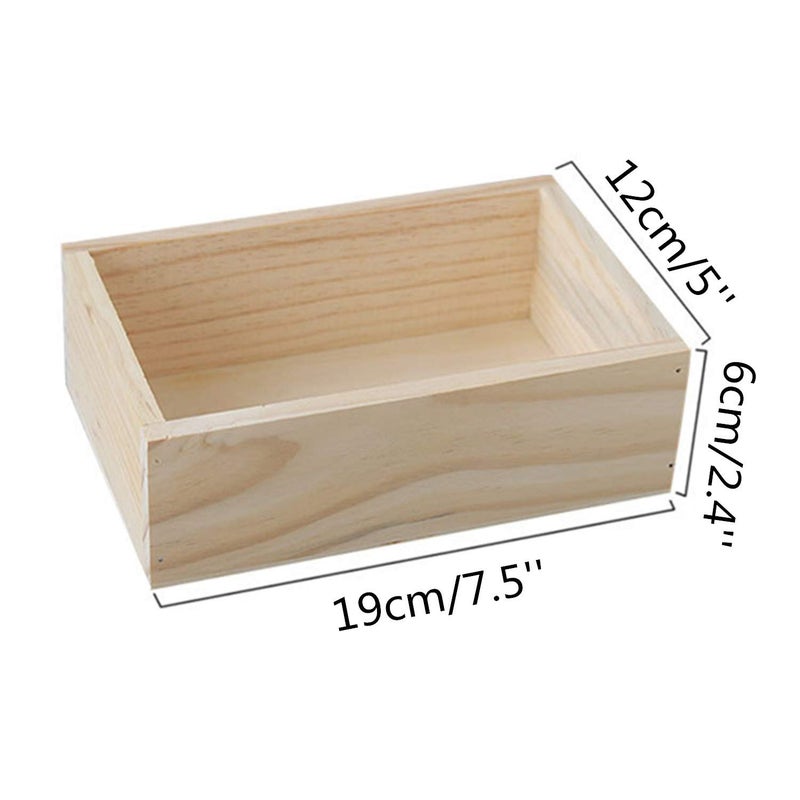 LONG TAO 2 Pcs 7.5" Ã— 5" Ã— 2.4" Natural Wooden Succulent Planter Plant Container Box Window Boxes Rectangular Flower Pot Storage Box for Indoor Outdoor Home Venue Decor - Image 2