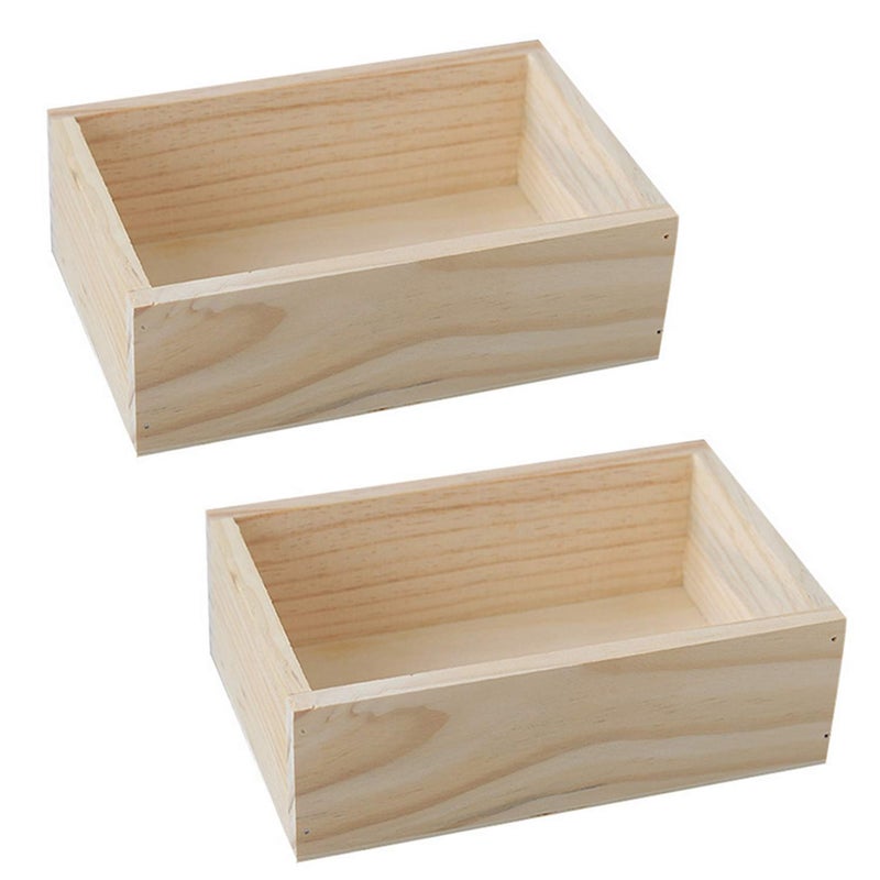 LONG TAO 2 Pcs 7.5" Ã— 5" Ã— 2.4" Natural Wooden Succulent Planter Plant Container Box Window Boxes Rectangular Flower Pot Storage Box for Indoor Outdoor Home Venue Decor - Image 1