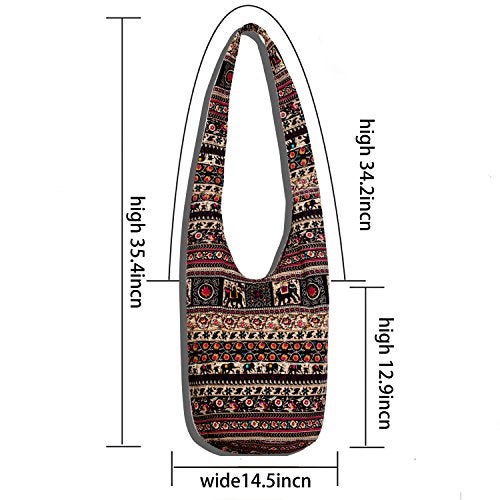 Chrysansmile Hippie Crossbody Bag Thai Top Zip Hobo Sling Bag Handmade Hipster Messenger Bag - Blue Line - Image 4