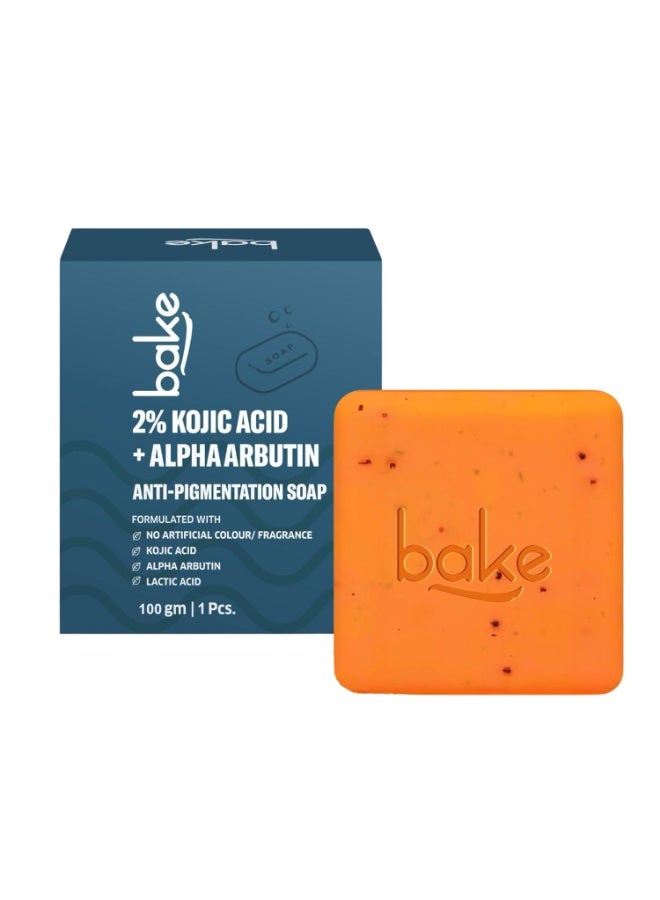 خبز صابونة BAKE العلاجية المقشرة بتركيز 2% من حمض الكوجيك (قطعة واحدة) - غنية بالألفا أربوتين، وحمض اللاكتيك، والنياسيناميد | لعلاج التصبغات والبقع الداكنة، وإزالة آثار الاسمرار، وتفتيح منطقة تحت الإبطين | صابونة مخصصة للرجال والنساء | 100 غرام × 1 - Image 1