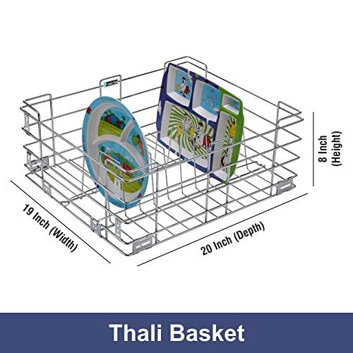 KEEPWELL Stainless Steel Plate Rack Basket Kitchen Rack Modular Kitchen Basket THALI Basket Kitchen Utensil Basket Plate Rack 19 X 20 X 8 inch - Image 3