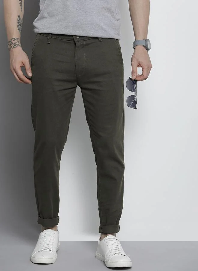 The Indian Garage Co Men Slim Fit Solid Chino Pants