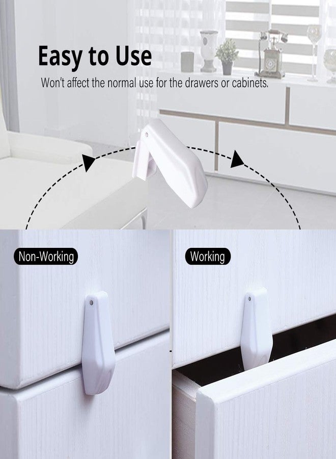 EUDEMON Plastic 8 Pack Kids Proofing Safety Drawer Stoppers Baby Safety Child Proofing Drawer Pinch Guards Easy to Install no Tools Need or Drill (White) - Image 4