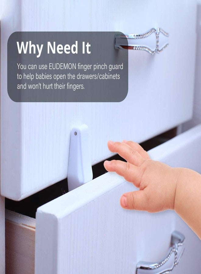 EUDEMON Plastic 8 Pack Kids Proofing Safety Drawer Stoppers Baby Safety Child Proofing Drawer Pinch Guards Easy to Install no Tools Need or Drill (White) - Image 5