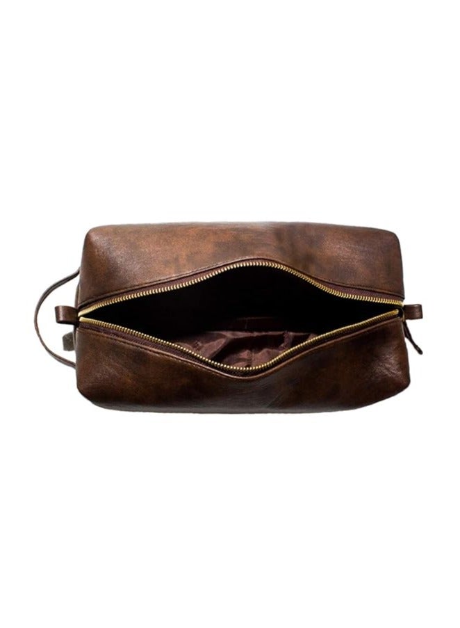 RUBAB MEN Premium Vegan Leather Toiletry Bag For Men | Shaving Kit Bag & Grooming Travel Pouch For Men | Waterproof Lining Tan Shade Pack-It Smart Edition, 8.9 Cm - Image 1