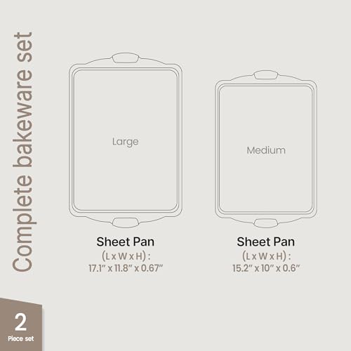 BAKKENMASTER Nonstick Cookie Sheet Pan Carbon Steel Oven Tray Sheet Pan with Red Silicone Handles -Medium Bakeware Pan Tray with Gray Coating Inside & Outside - Image 2