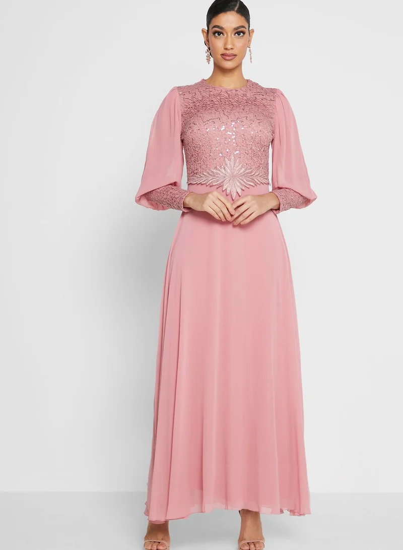 Khizana Shimmer Lace Embroidered Dress
