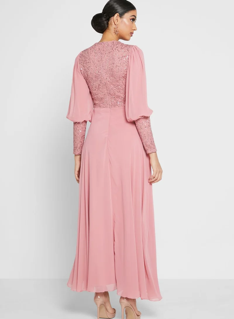 Khizana Shimmer Lace Embroidered Dress