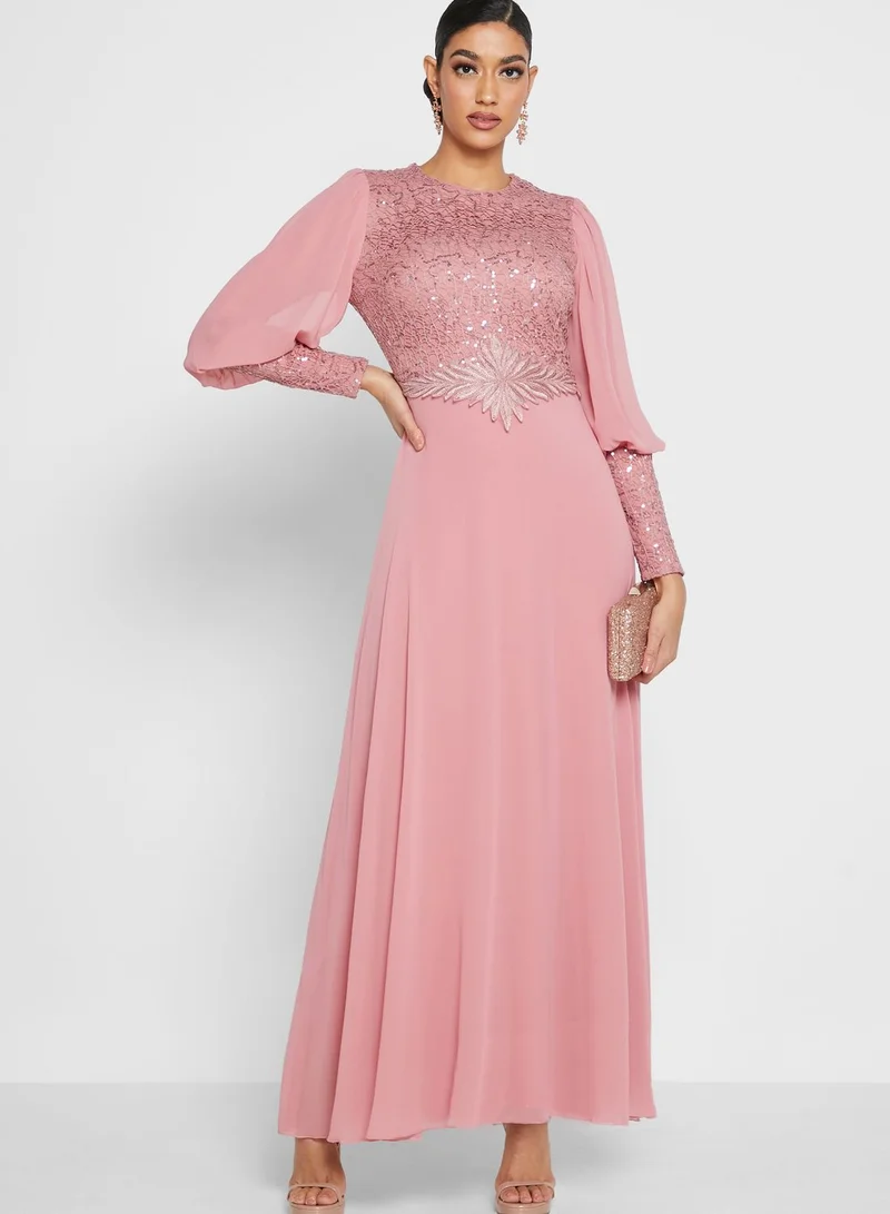 Khizana Shimmer Lace Embroidered Dress