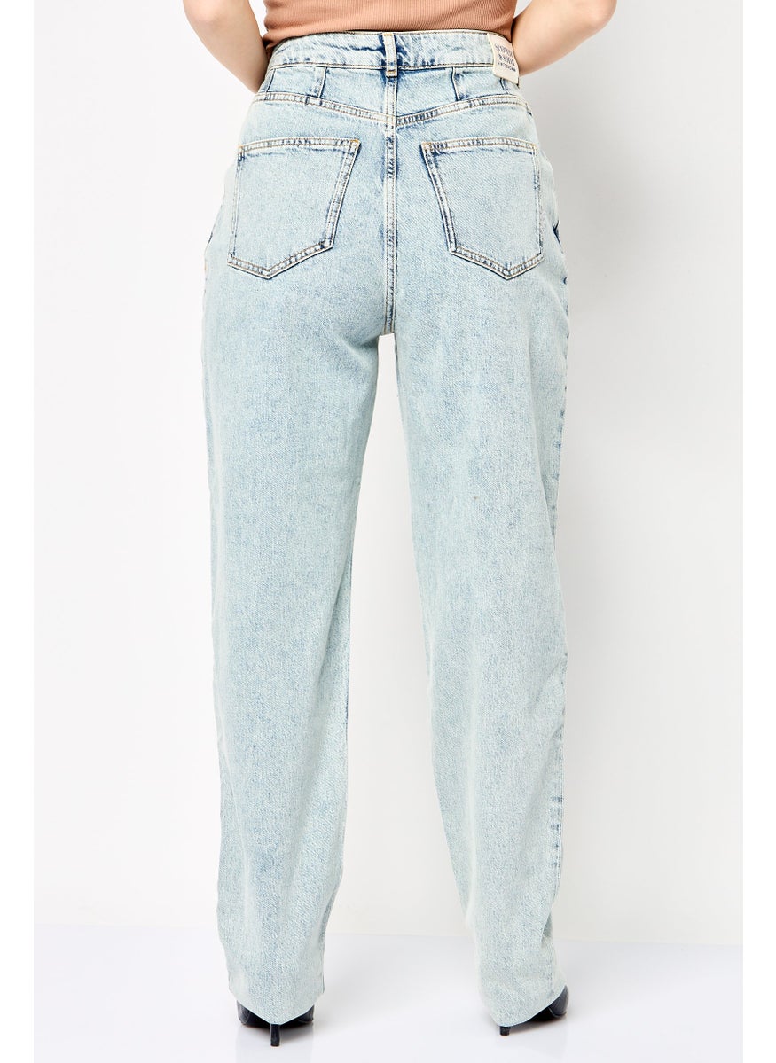 Scotch & Soda Women Tapered Fit Washed Stretchable Jeans, Light Blue  - Image 4
