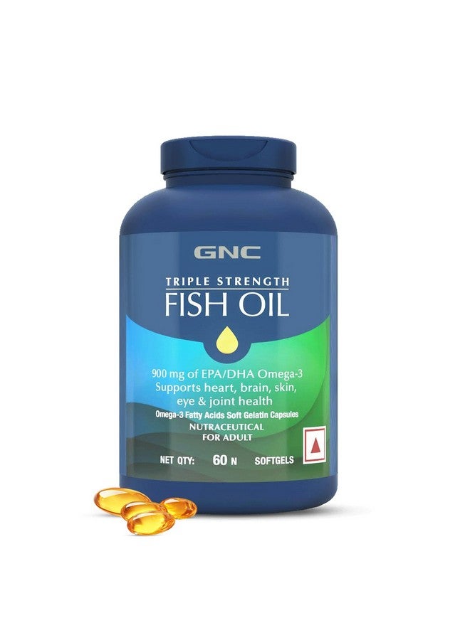 GNC GNC Triple Strength Fish Oil 1500mg Omega-3 with 900mg EPA & DHA | 60 Softgels | For Heart, Healthy Cholesterol, Joint Comfort, Focus & Vision | Enteric-Coated for No Fishy Aftertaste |USA Formulated - Image 1