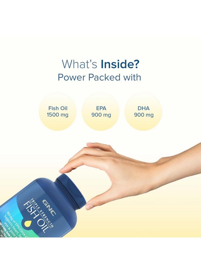 GNC GNC Triple Strength Fish Oil 1500mg Omega-3 with 900mg EPA & DHA | 60 Softgels | For Heart, Healthy Cholesterol, Joint Comfort, Focus & Vision | Enteric-Coated for No Fishy Aftertaste |USA Formulated - Image 3