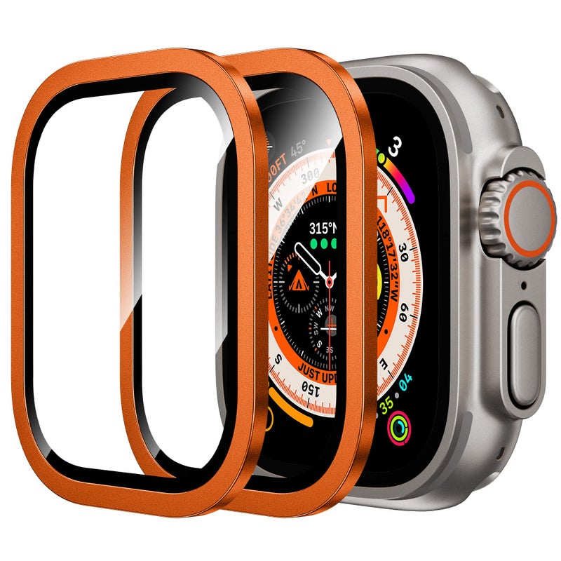WSKEN for Apple Watch Ultra 3/Ultra 2/Ultra Screen Protector 49mm,9H Tempered Glass + Titanium Alloy Frame, [Keep Original] [Touch Sensitive] Lightweight Protective Glass Film for iwatch Ultra 3/2/1 - Image 1