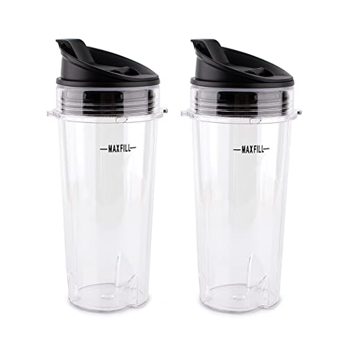Anbige Replacement Parts for Ninja Blender, 16oz Cup with Lid Compatible with Ninja BL770 BL660 BL810 QB3000 All Pro 4 Tab Blenders (2 cups + 2 sip&seal lids) - Image 1