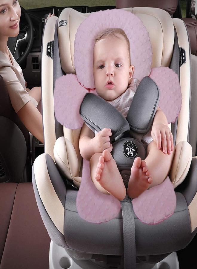 Pro Goleem Pro Goleem Infant Car Seat Head Neck Body Support, Ultra-Soft Minky and Microfiber Newborn Car Seat Insert Cushion, Perfect for Car Seat, Stroller, 2-in-1 Reversible, Girls, Pink - Image 4
