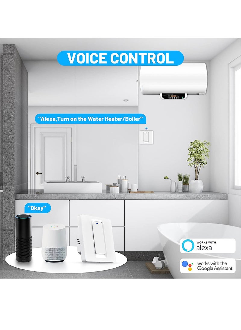 أوالس - مفتاح ذكي WiFi/Bluetooth بقدرة 40 أمبير، وحدة تحكم WiFi قوية لمضخة البركة، وسخان الماء، ومكيف الهواء، متوافق مع Alexa و Google Home، يتطلب سلك محايد. - Image 1