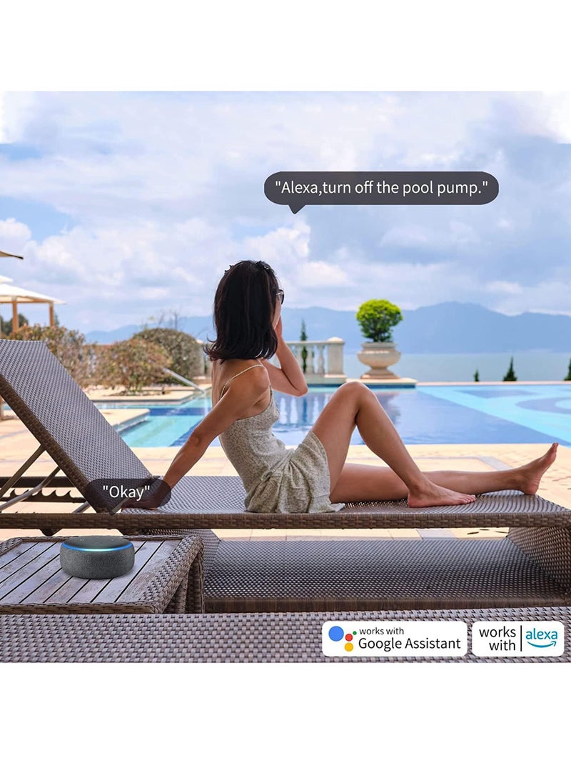 أوالس - مفتاح ذكي WiFi/Bluetooth بقدرة 40 أمبير، وحدة تحكم WiFi قوية لمضخة البركة، وسخان الماء، ومكيف الهواء، متوافق مع Alexa و Google Home، يتطلب سلك محايد. - Image 1