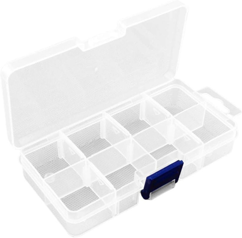 comfrt Plastic Storage Box 8 Grids Container Organizer Divider Grid Compartment with Lid for Jewelry Beads Earring Tool Fishing Hook Lures - Image 1