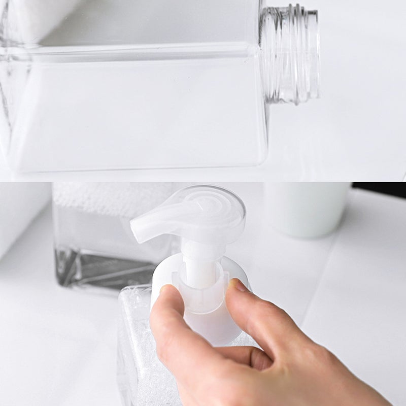 2 Pcs 250ml Pump Foming Bottle Makeup Press Bottle Bubble Maker Transparent Subpackaging Bottle for Women Cosmetic (White) - Image 2