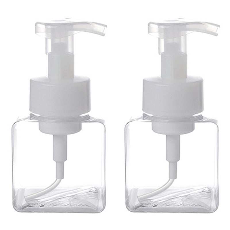 2 Pcs 250ml Pump Foming Bottle Makeup Press Bottle Bubble Maker Transparent Subpackaging Bottle for Women Cosmetic (White) - Image 1