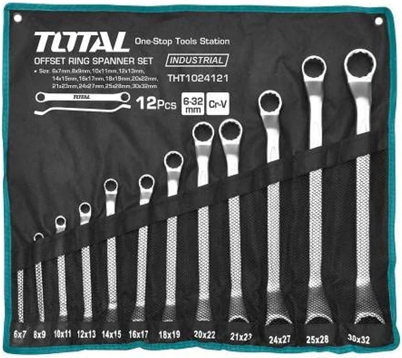 Total 12-Piece Offset Ring Spanner Set