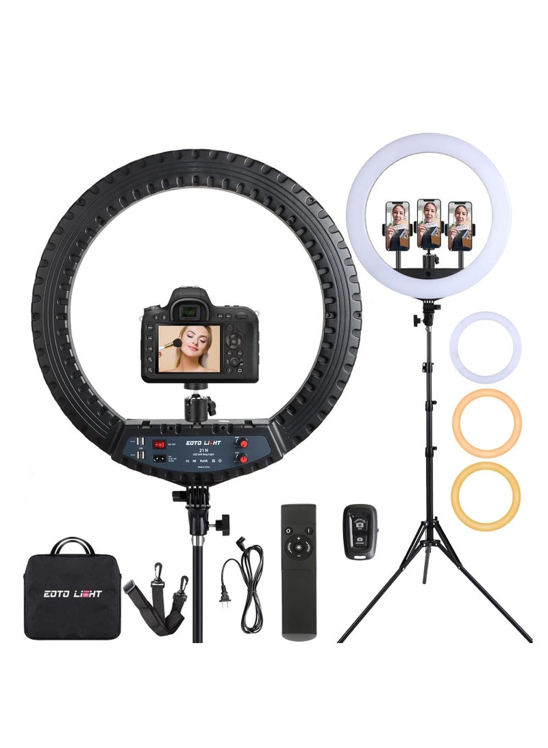 21 Inch LED Ring Light with Tripod Stand, Video Ring Light for Selfie, Vlogging, Conference, Studio, YouTube, TikTok, Makeup with Carrying Bag and Remote Control, CRI>97  - Image 1