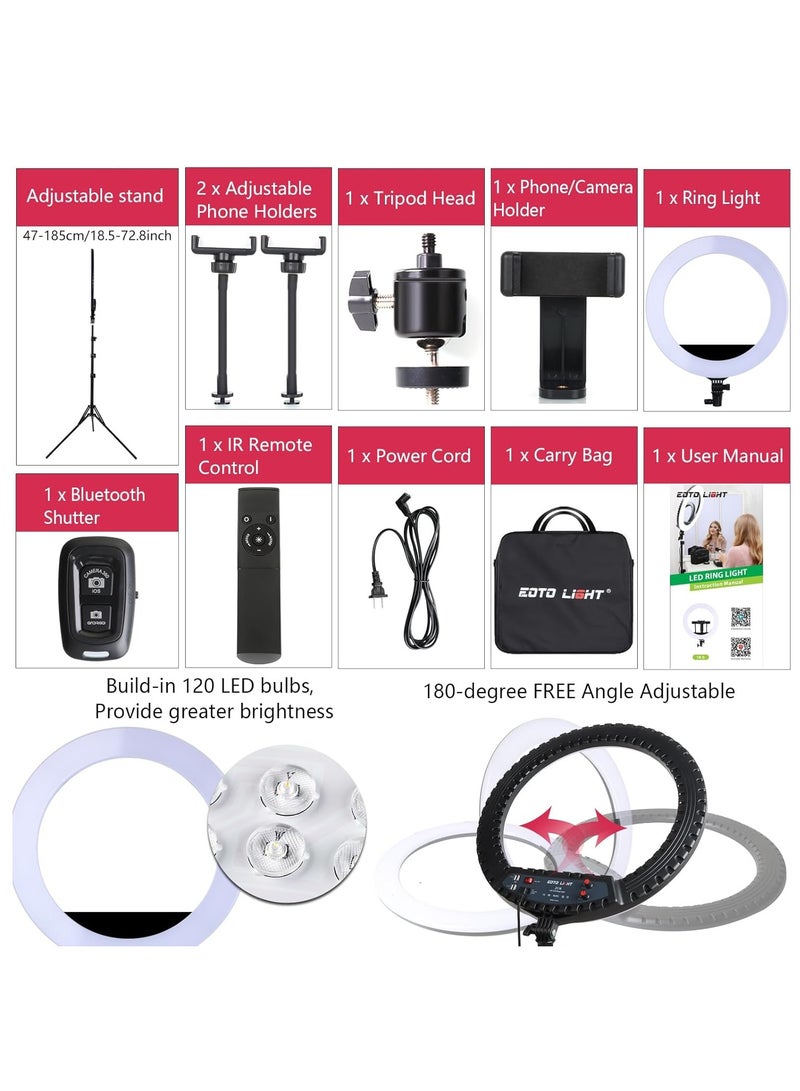 21 Inch LED Ring Light with Tripod Stand, Video Ring Light for Selfie, Vlogging, Conference, Studio, YouTube, TikTok, Makeup with Carrying Bag and Remote Control, CRI>97  - Image 4