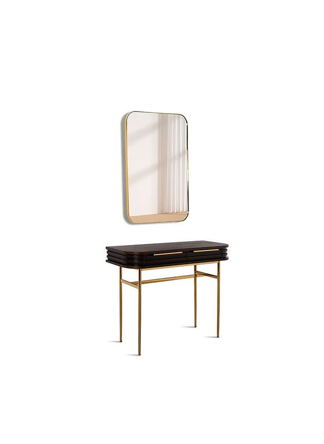 DANUBE HOME Marcelle Console Table With Mirror Multifunctional Living Room Table Space Saving Hallway Table Modern Design Console Table For Narrow Doorway L 118x40x80 cm Espresso/Gold  - Image 2