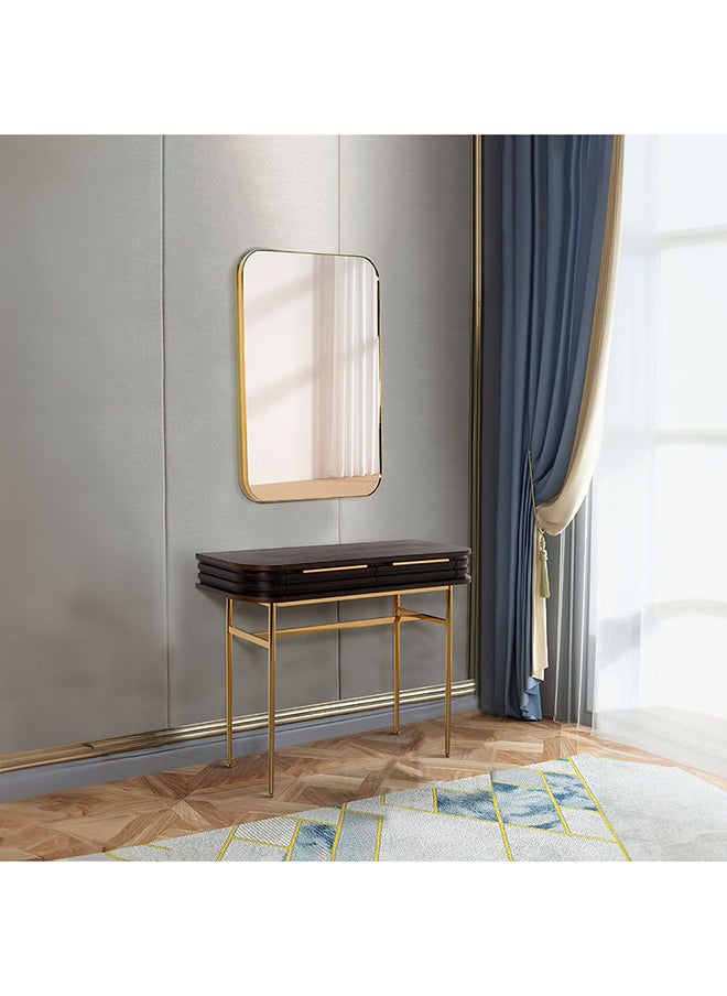 DANUBE HOME Marcelle Console Table With Mirror Multifunctional Living Room Table Space Saving Hallway Table Modern Design Console Table For Narrow Doorway L 118x40x80 cm Espresso/Gold  - Image 1