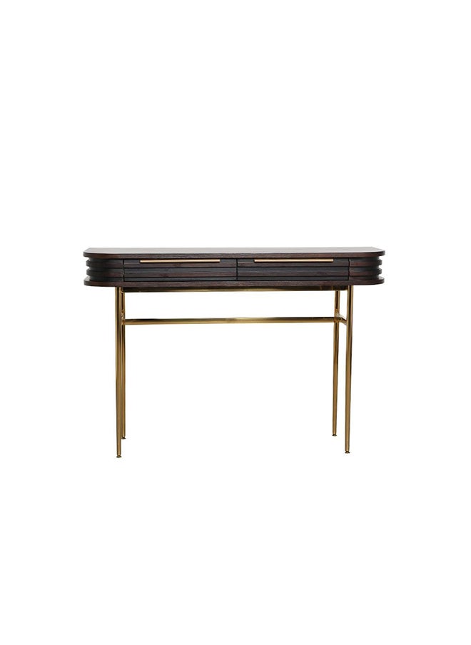 DANUBE HOME Marcelle Console Table With Mirror Multifunctional Living Room Table Space Saving Hallway Table Modern Design Console Table For Narrow Doorway L 118x40x80 cm Espresso/Gold  - Image 4