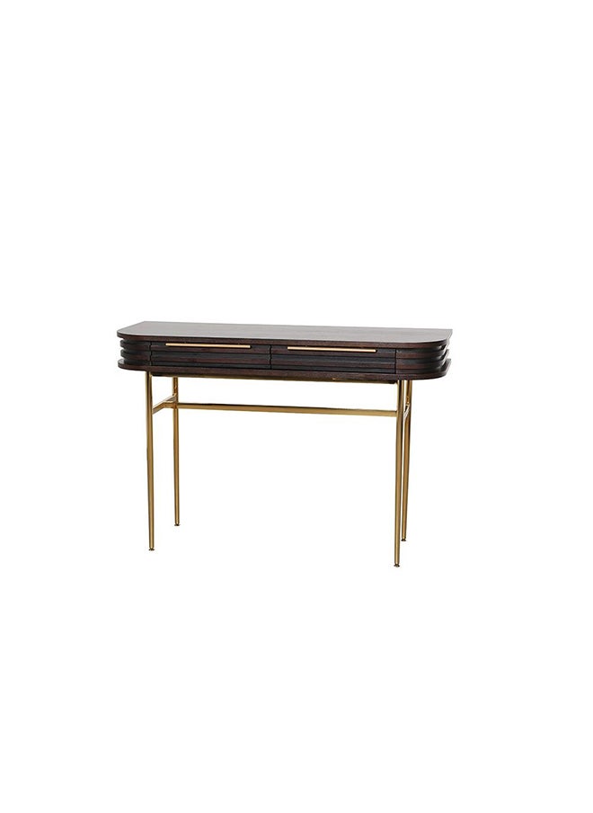 DANUBE HOME Marcelle Console Table With Mirror Multifunctional Living Room Table Space Saving Hallway Table Modern Design Console Table For Narrow Doorway L 118x40x80 cm Espresso/Gold  - Image 3