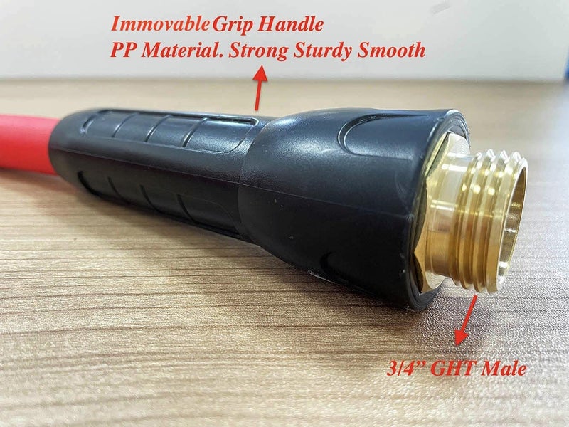 SANFU Hybrid Lead In Garden Hose 5/8 IN(15.5 x 20.8mm). X 10 FT, 200PSI, Heavy Duty, Lightweight, Flexible with Swivel Grip Handle and 3/4" GHT Solid Brass Fittings, RED(10') - Image 4