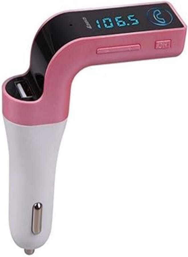 G7 Bluetooth Car FM Transmitter Hands-free MP3 USB Charger TF - rose pink