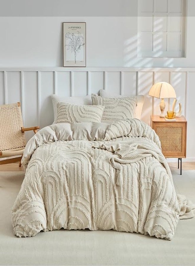 Nesker Boho Tufted King Beige Comforter Set, Arch Pattern Soft Cozy 7-Piece Bed in a Bag, All Season Microfiber Bedding Set with Comforter, Fitted Sheet, Flat Sheet & Pillowcases - Image 2