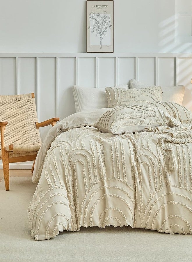 Nesker Boho Tufted King Beige Comforter Set, Arch Pattern Soft Cozy 7-Piece Bed in a Bag, All Season Microfiber Bedding Set with Comforter, Fitted Sheet, Flat Sheet & Pillowcases - Image 4