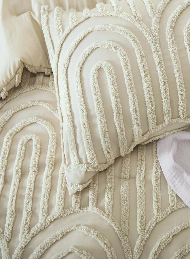 Nesker Boho Tufted King Beige Comforter Set, Arch Pattern Soft Cozy 7-Piece Bed in a Bag, All Season Microfiber Bedding Set with Comforter, Fitted Sheet, Flat Sheet & Pillowcases - Image 5